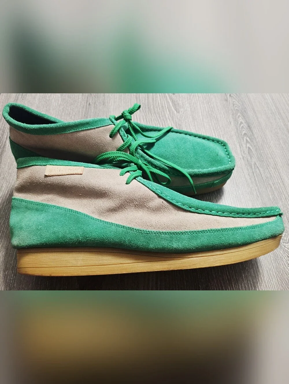 Mens British Collection Walkers New Castle 2 Suede Combo Green/Beige size 10.5